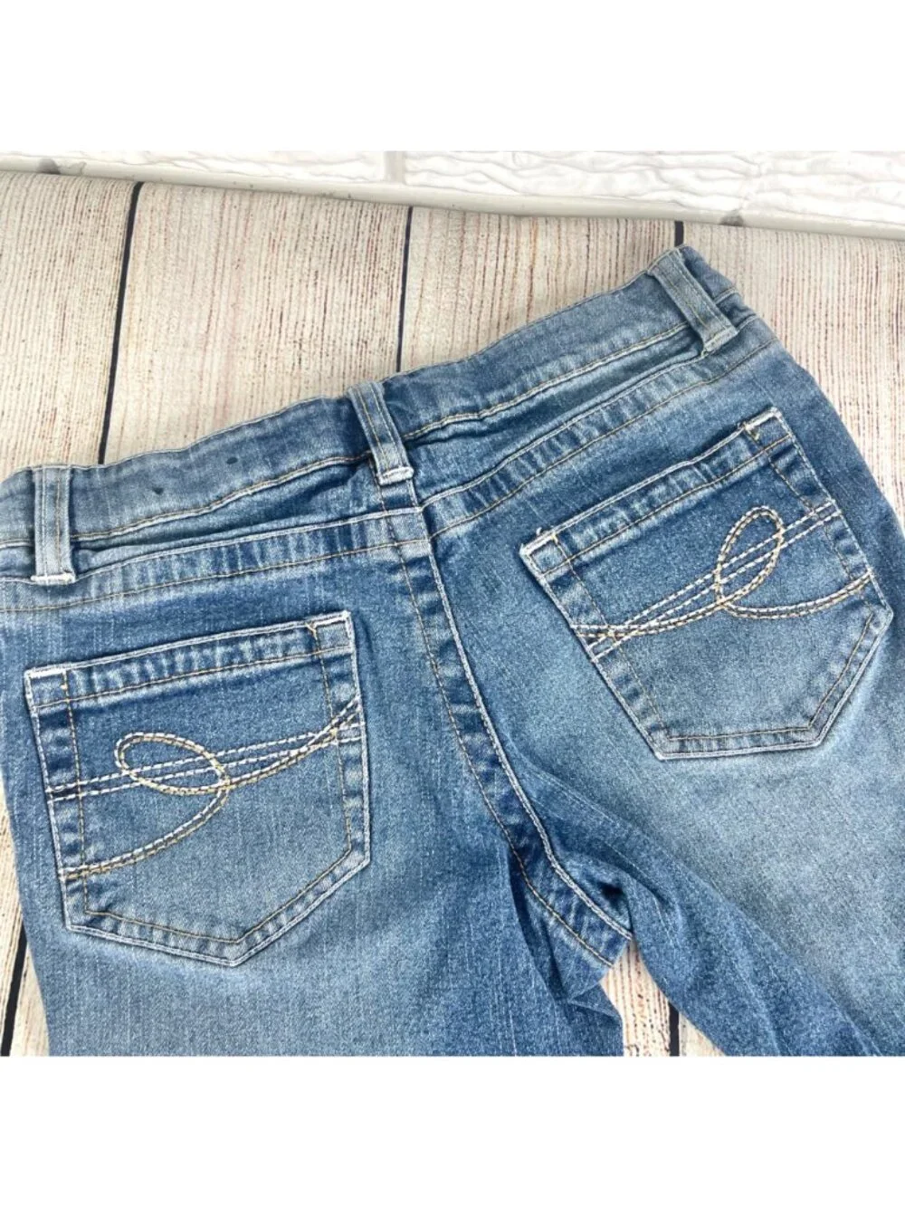 Girls Green Soda Blue Denim Shorts Size 10